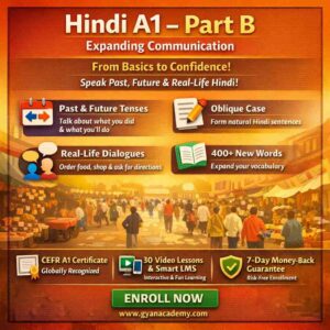 A1 HINDI  – PART B: EXPANDING COMMUNICATION CEFR-Aligned( 30 Lectures)