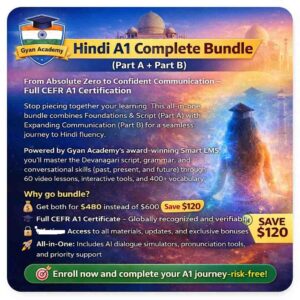 A1  Hindi Complete Bundle  Part A + Part B  • CEFR A1 Certified (60 Lectures)
