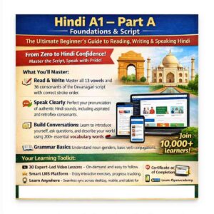 A1 HINDI  – PART A: FOUNDATIONS & SCRIPT CEFR-Aligned Beginner Hindi Course(30 Lectures)